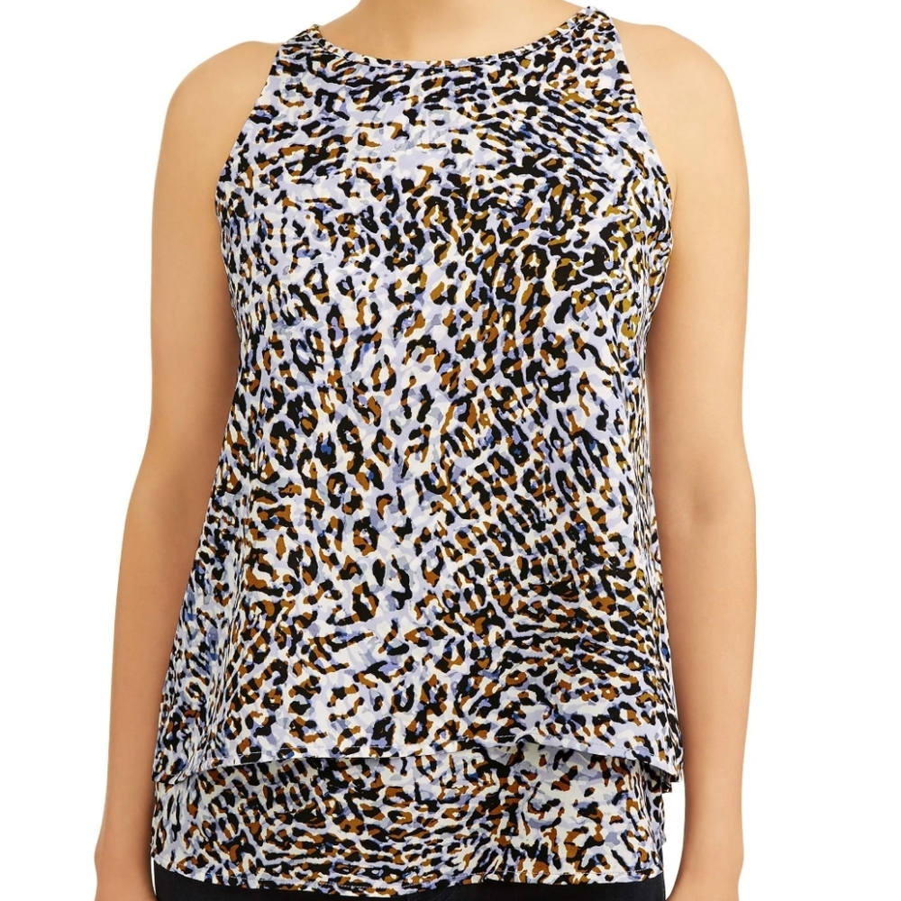 Zac & Rachel BrownAnimal Print Leopard Tiered Sleeveless Blouse Layer Fall Trend